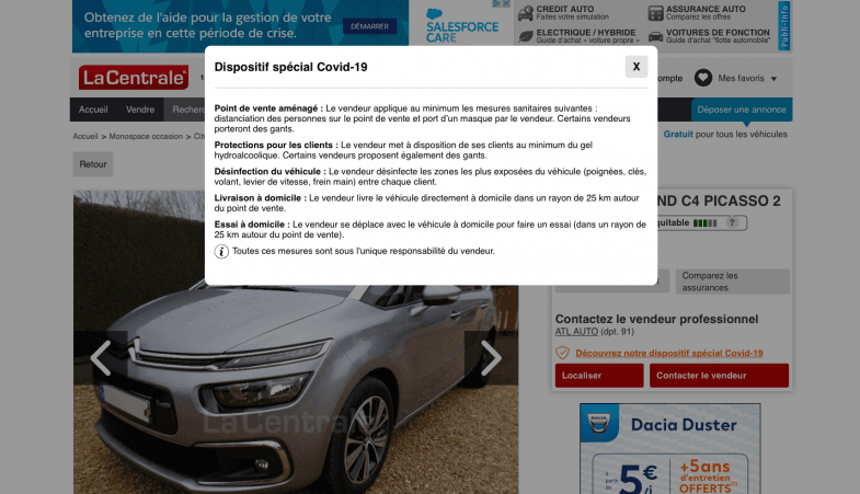 La Centrale affiche les dispositifs anti-Covid des professionnels