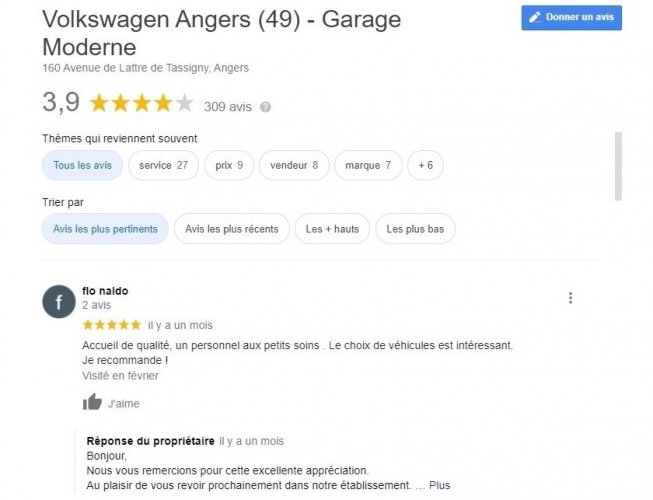 Les concessionnaires ont recueilli 81% d’avis positifs sur Google My Business ce trimestre