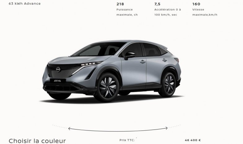 Nissan ouvre les commandes de l’Ariya, son nouveau modèle électrique, à partir de 46.400 euros