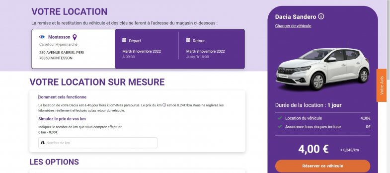 Carrefour lance la location au km sur la Dacia Sandero